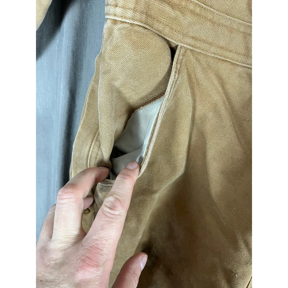 Carhartt Coveralls Mens 40 Short X01 Brown Quilt Lined Duck Canvas Distressed